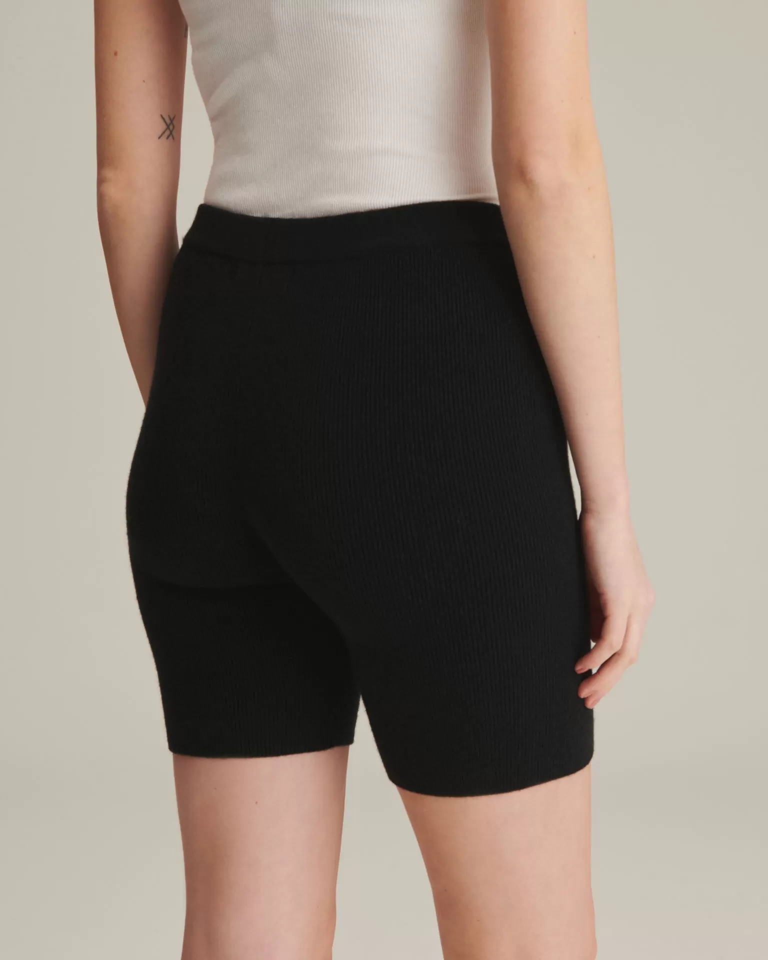 Recycled Cashmere Ribbed Biker Short