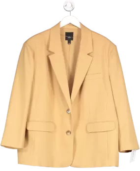 River Island Brown Single Breasted Oversize Blazer In Camel UK 16