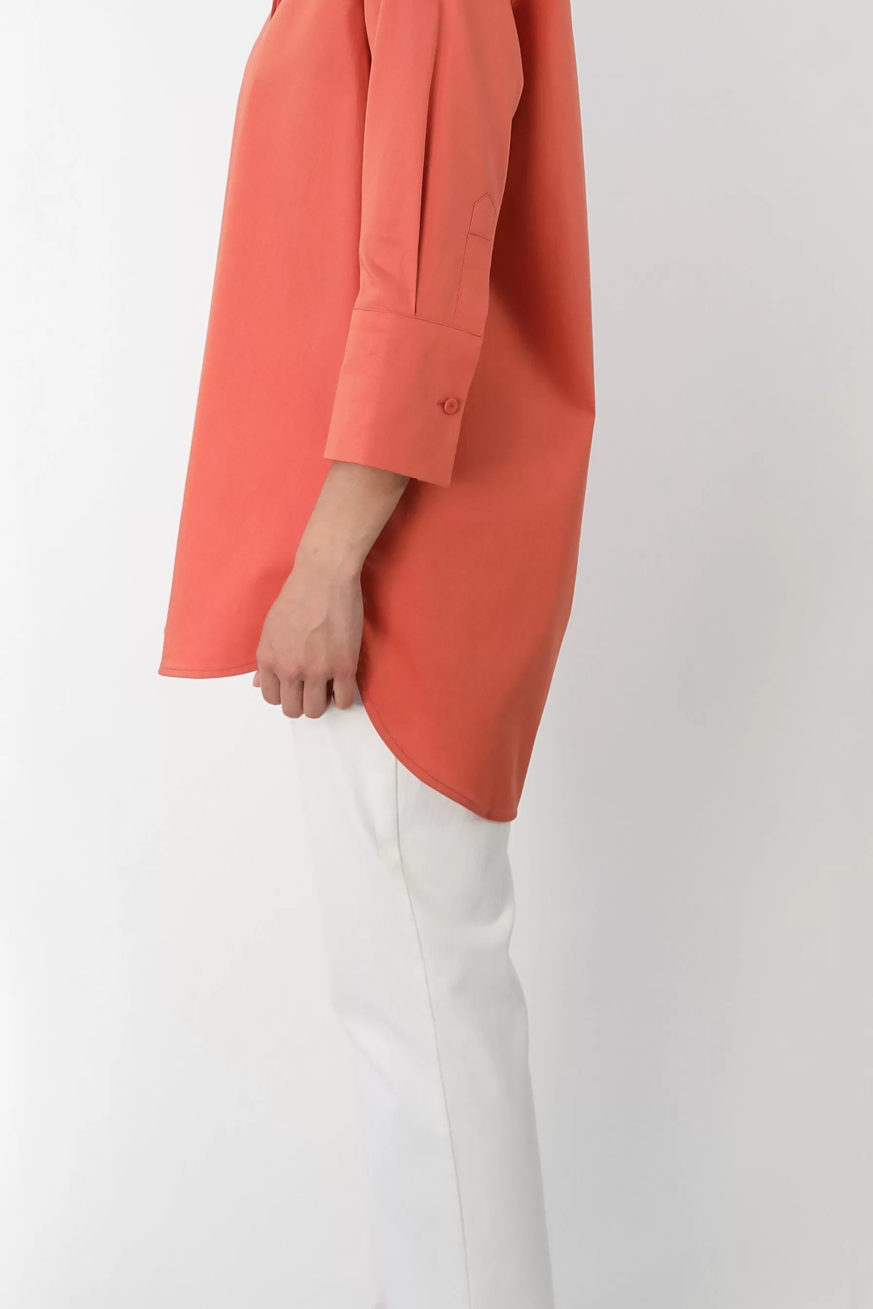 SADIE 3/4 SLEEVE SHIRT IN ITALIAN COTTON POPLIN STRETCH