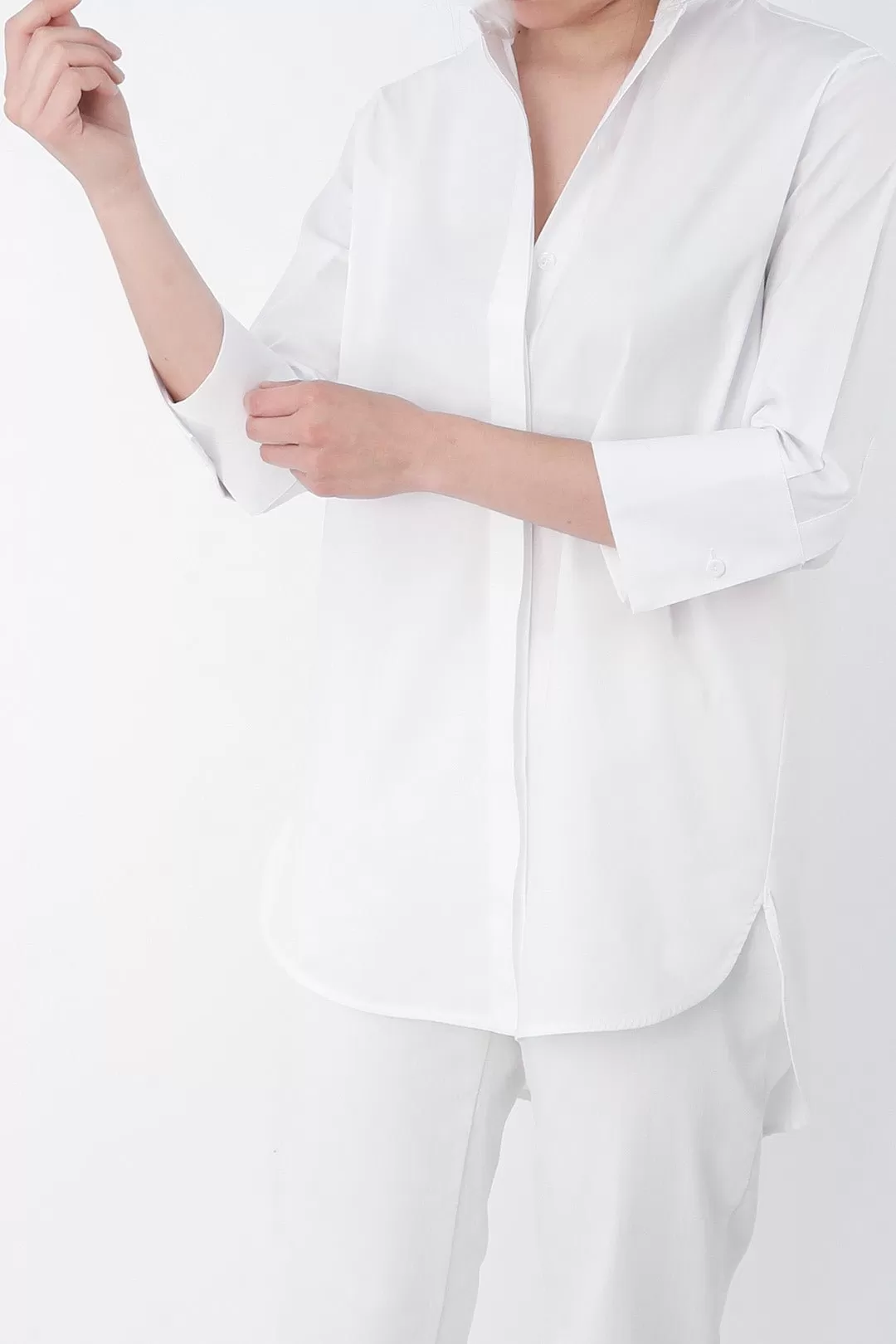 SADIE 3/4 SLEEVE SHIRT IN ITALIAN COTTON POPLIN STRETCH