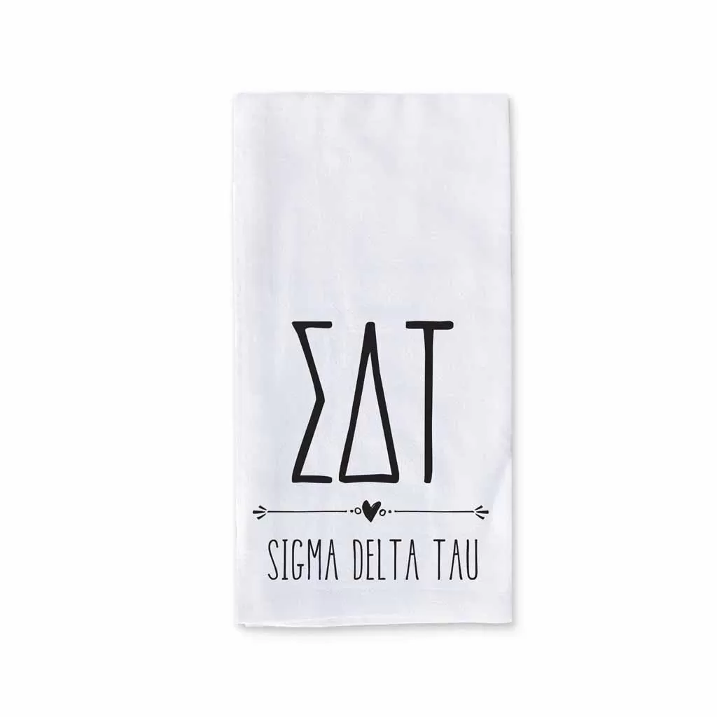 Sigma Delta Tau Sorority Kitchen Towel with Boho Design