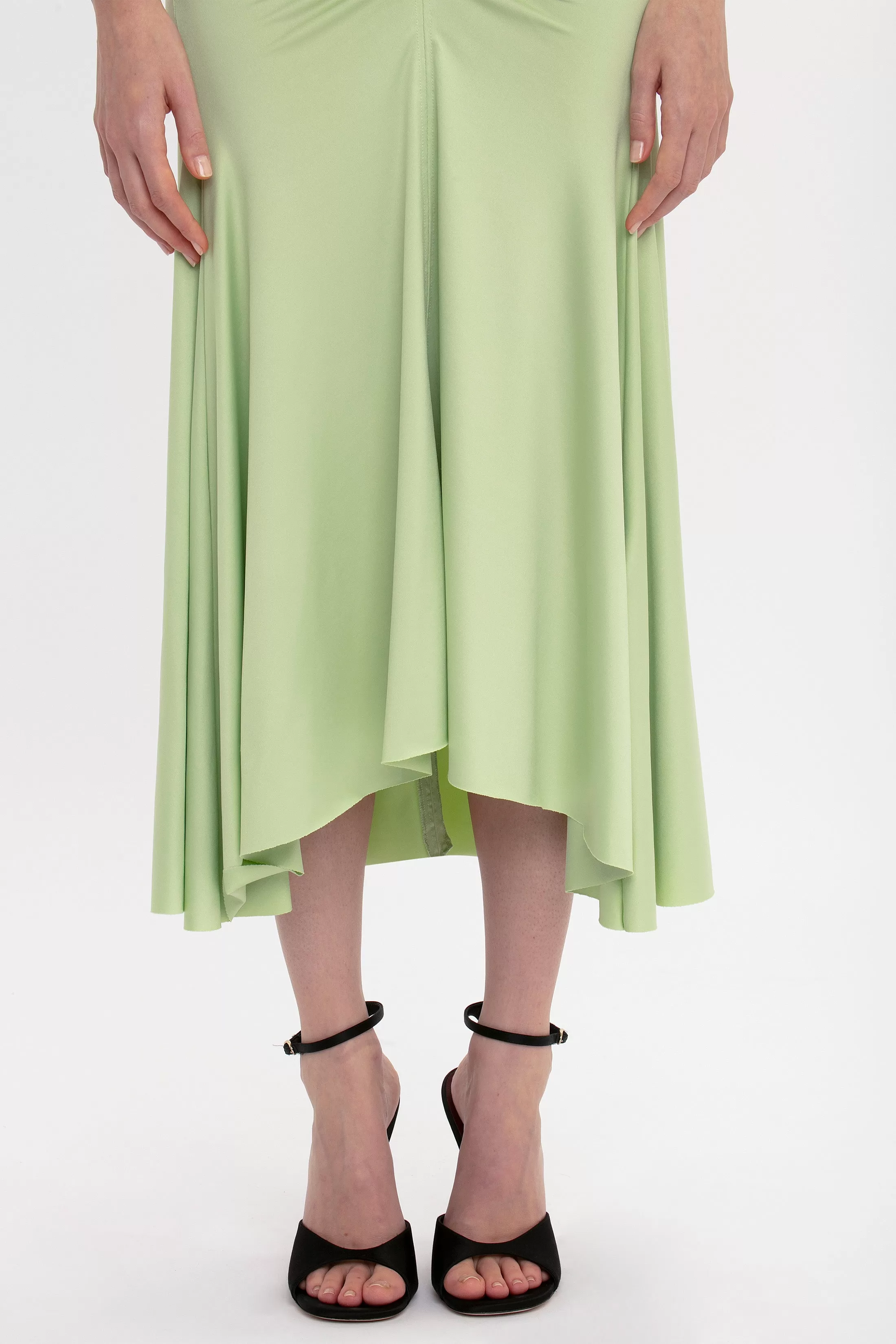 Sleeveless Rouched Jersey Dress In Pistachio