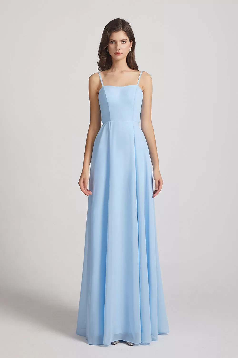 Spaghetti Straps Chiffon Split-side Long Bridesmaid Dresses (AF0109)