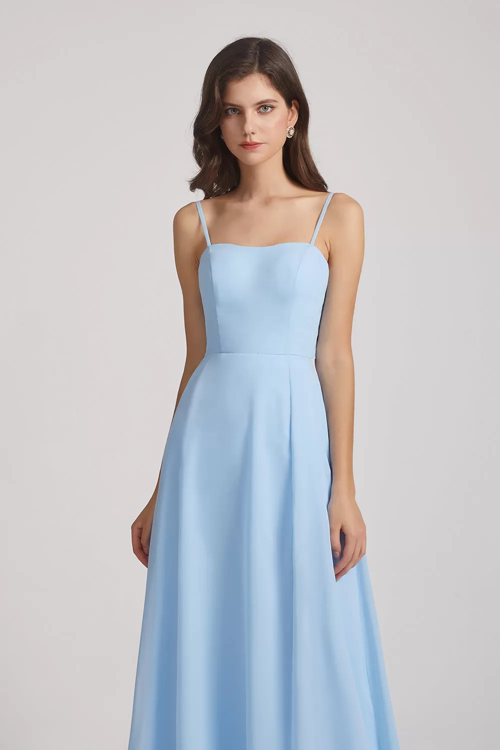 Spaghetti Straps Chiffon Split-side Long Bridesmaid Dresses (AF0109)