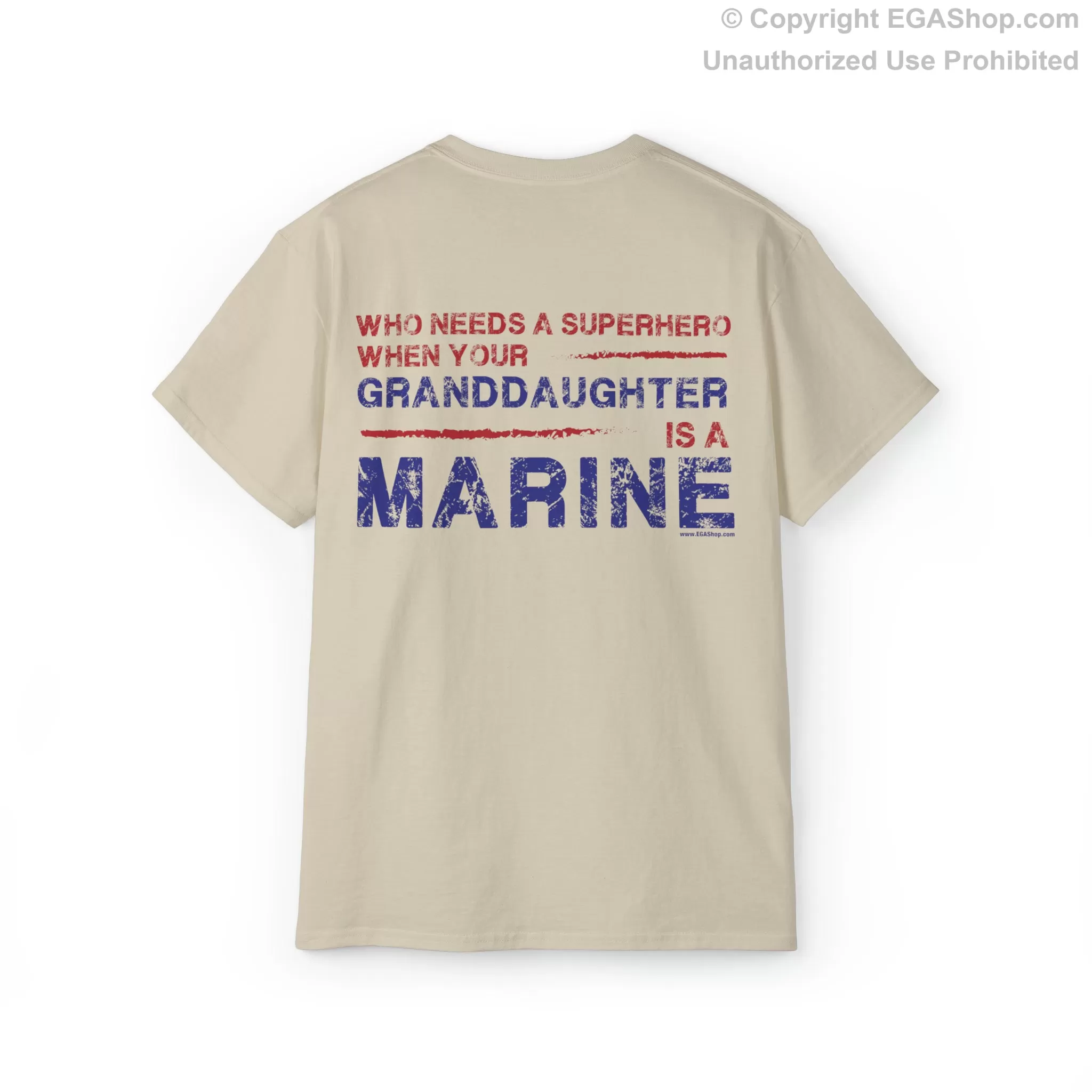 T-Shirt: Superhero, GRANDAUGHTER is a Marine (color choices)