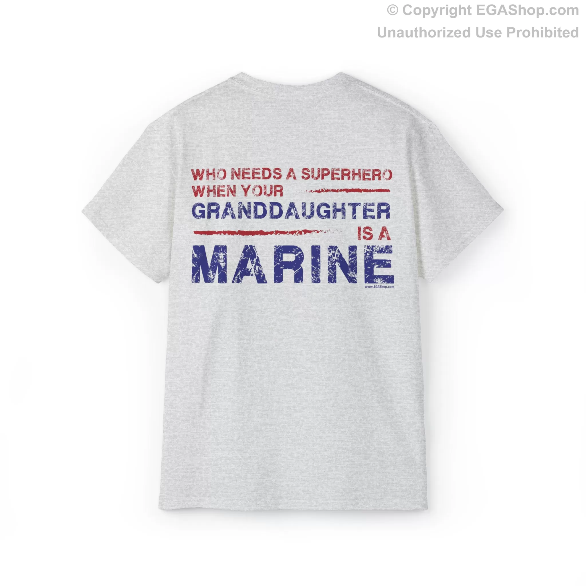 T-Shirt: Superhero, GRANDAUGHTER is a Marine (color choices)