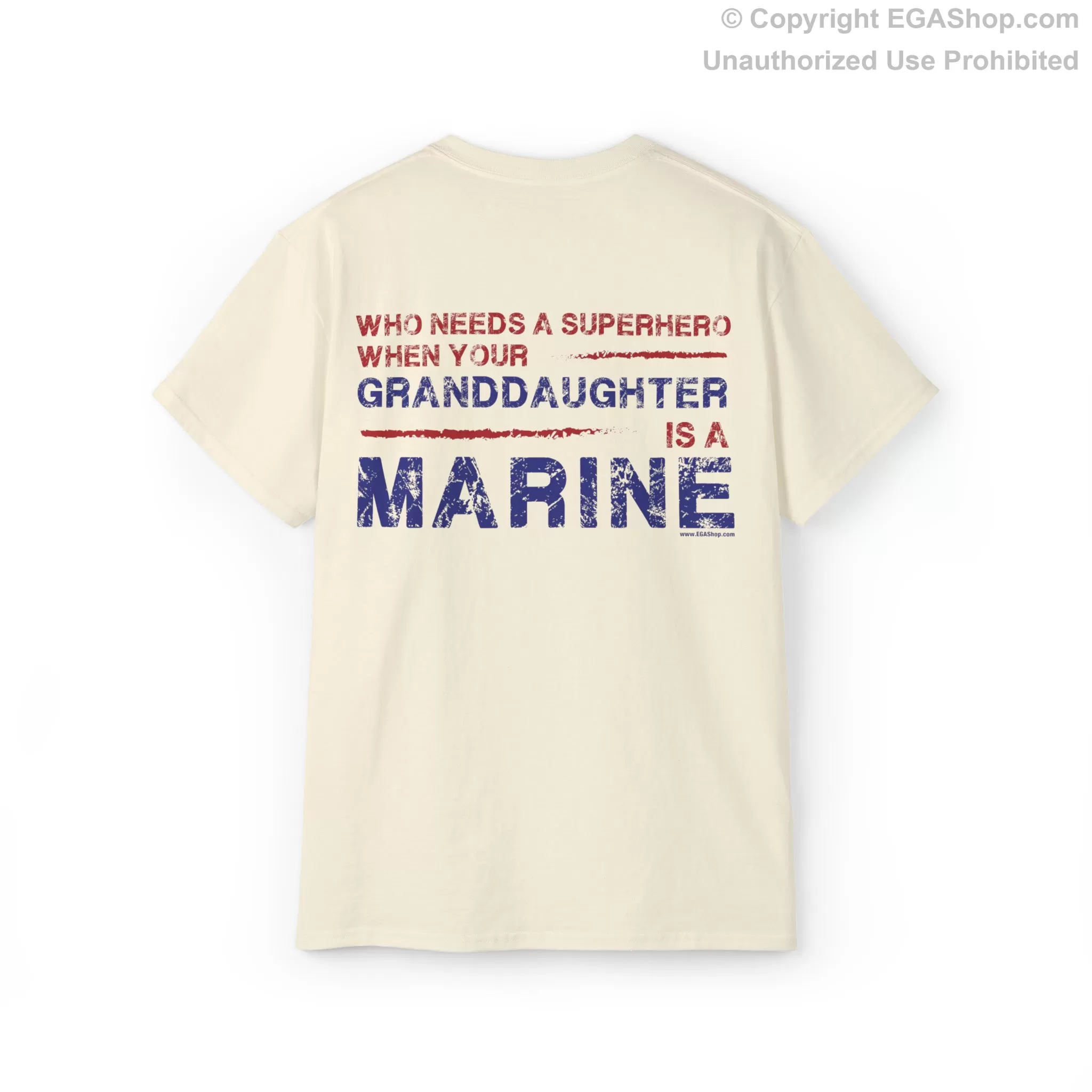 T-Shirt: Superhero, GRANDAUGHTER is a Marine (color choices)