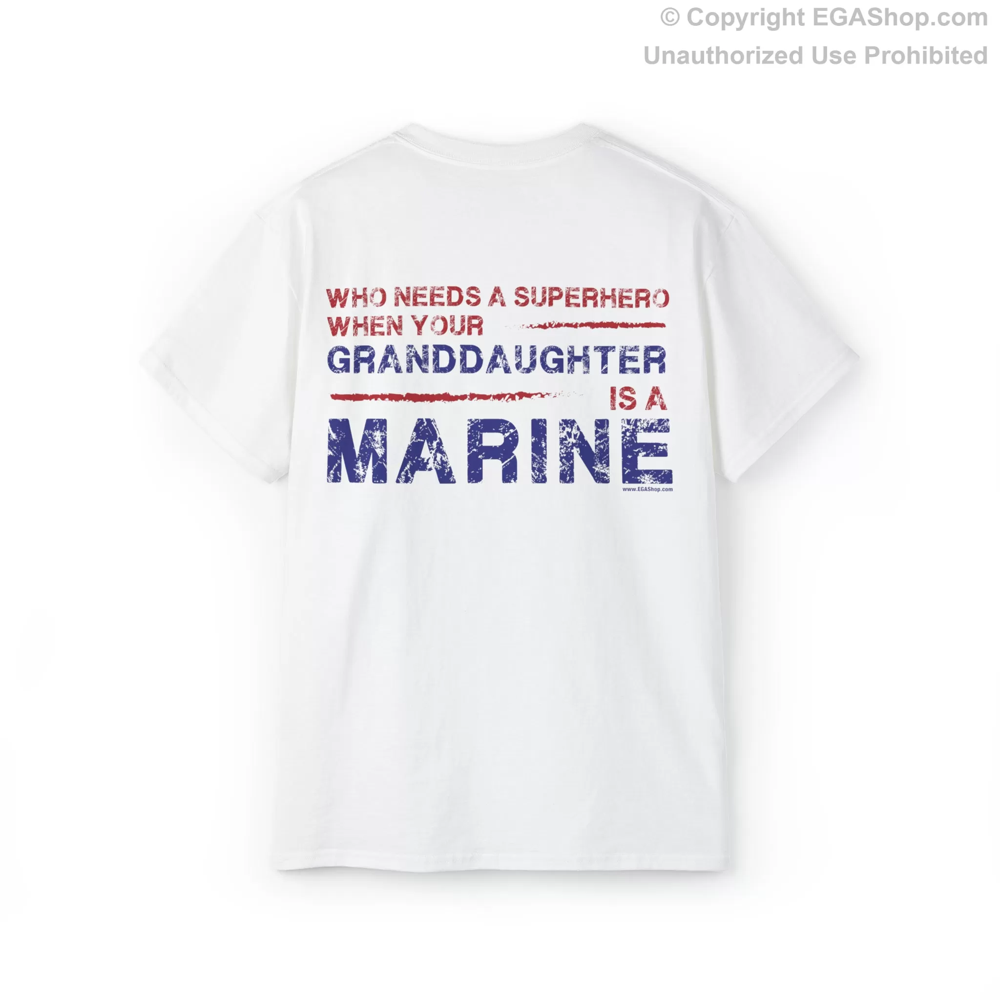 T-Shirt: Superhero, GRANDAUGHTER is a Marine (color choices)