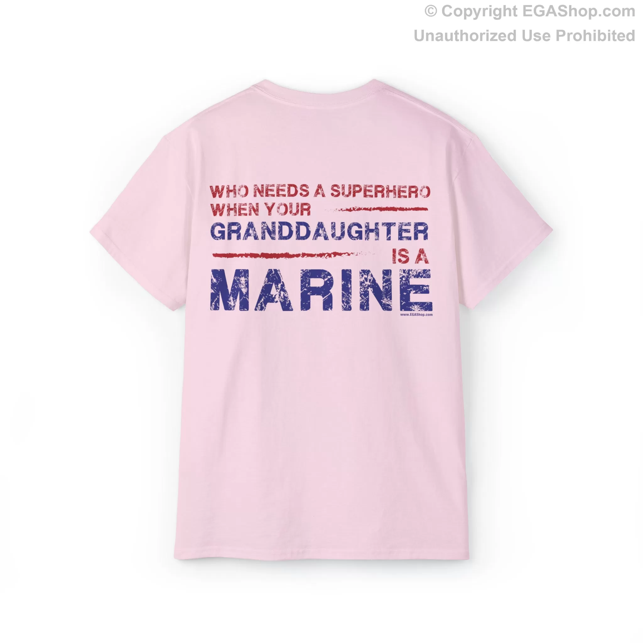 T-Shirt: Superhero, GRANDAUGHTER is a Marine (color choices)