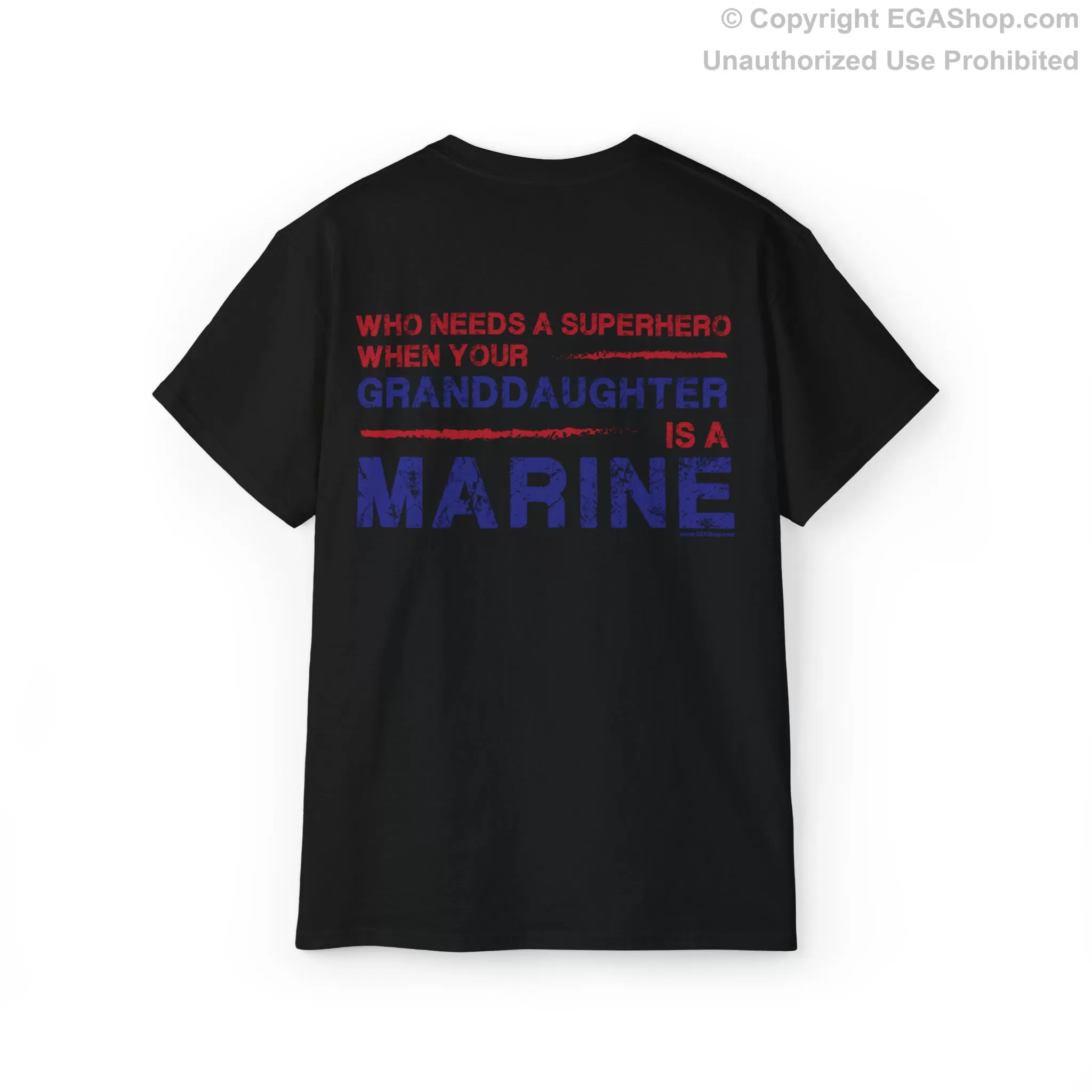 T-Shirt: Superhero, GRANDAUGHTER is a Marine (color choices)