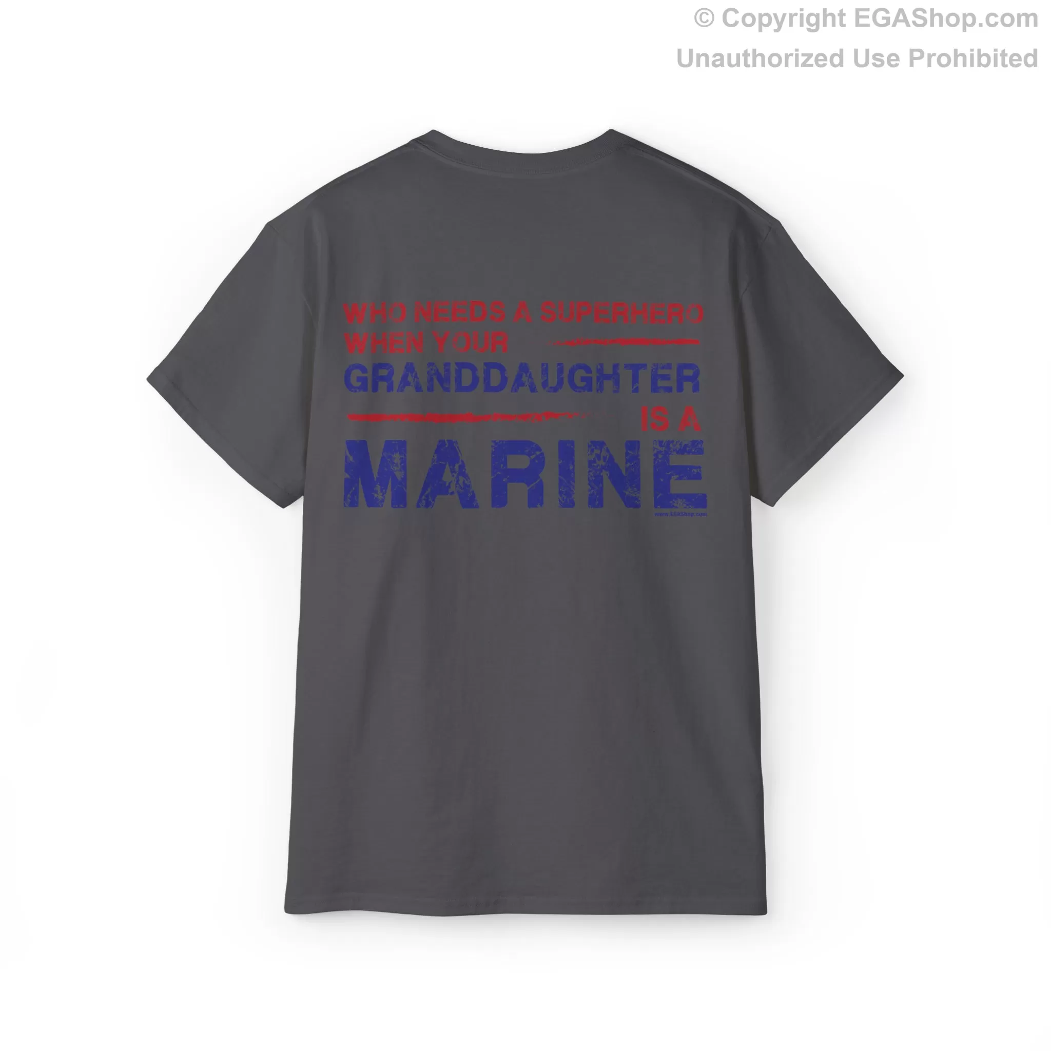 T-Shirt: Superhero, GRANDAUGHTER is a Marine (color choices)