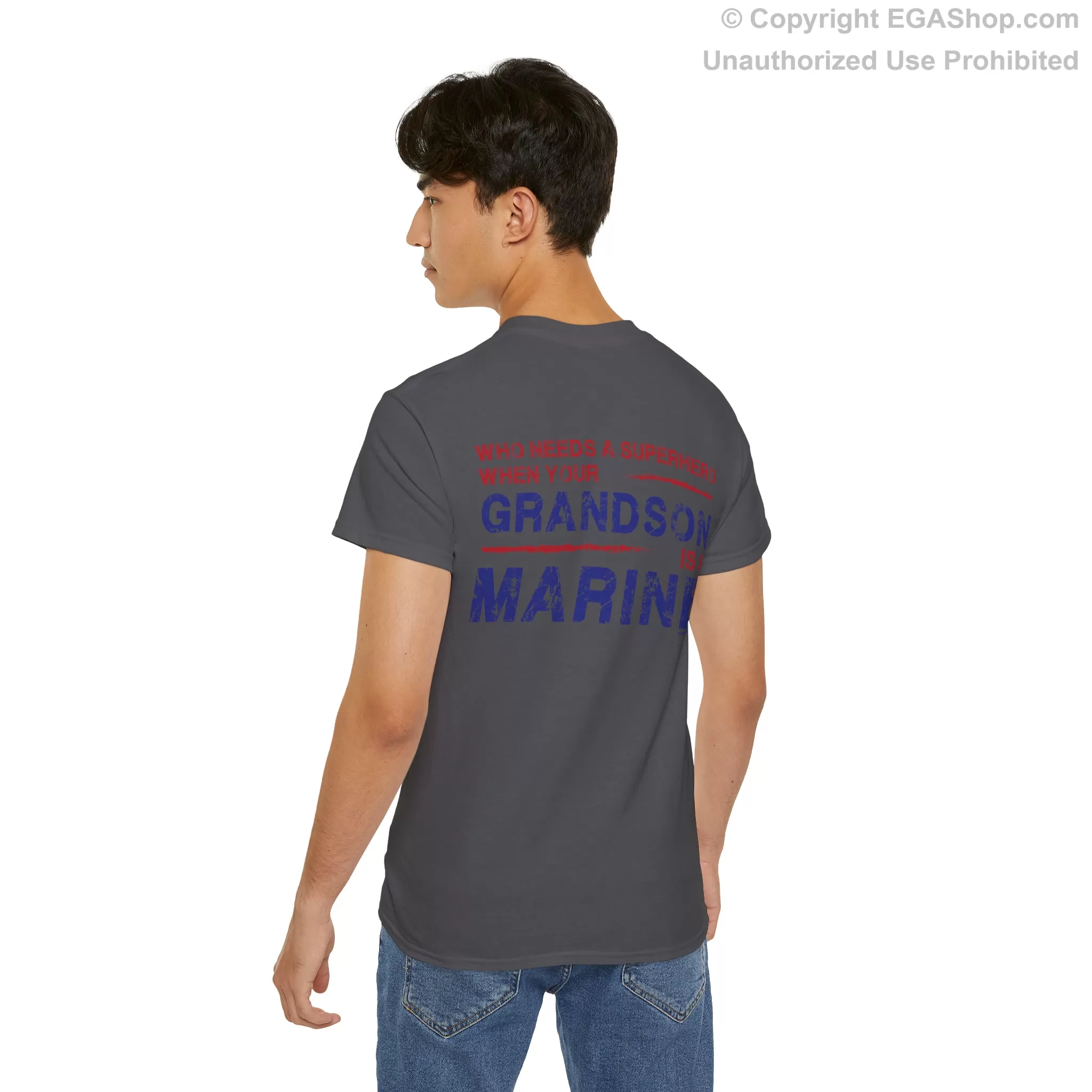 T-Shirt: Superhero, GRANDSON is a Marine (color choices)