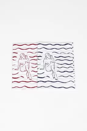 Tenugui Towel 2 Pack Blue/Red