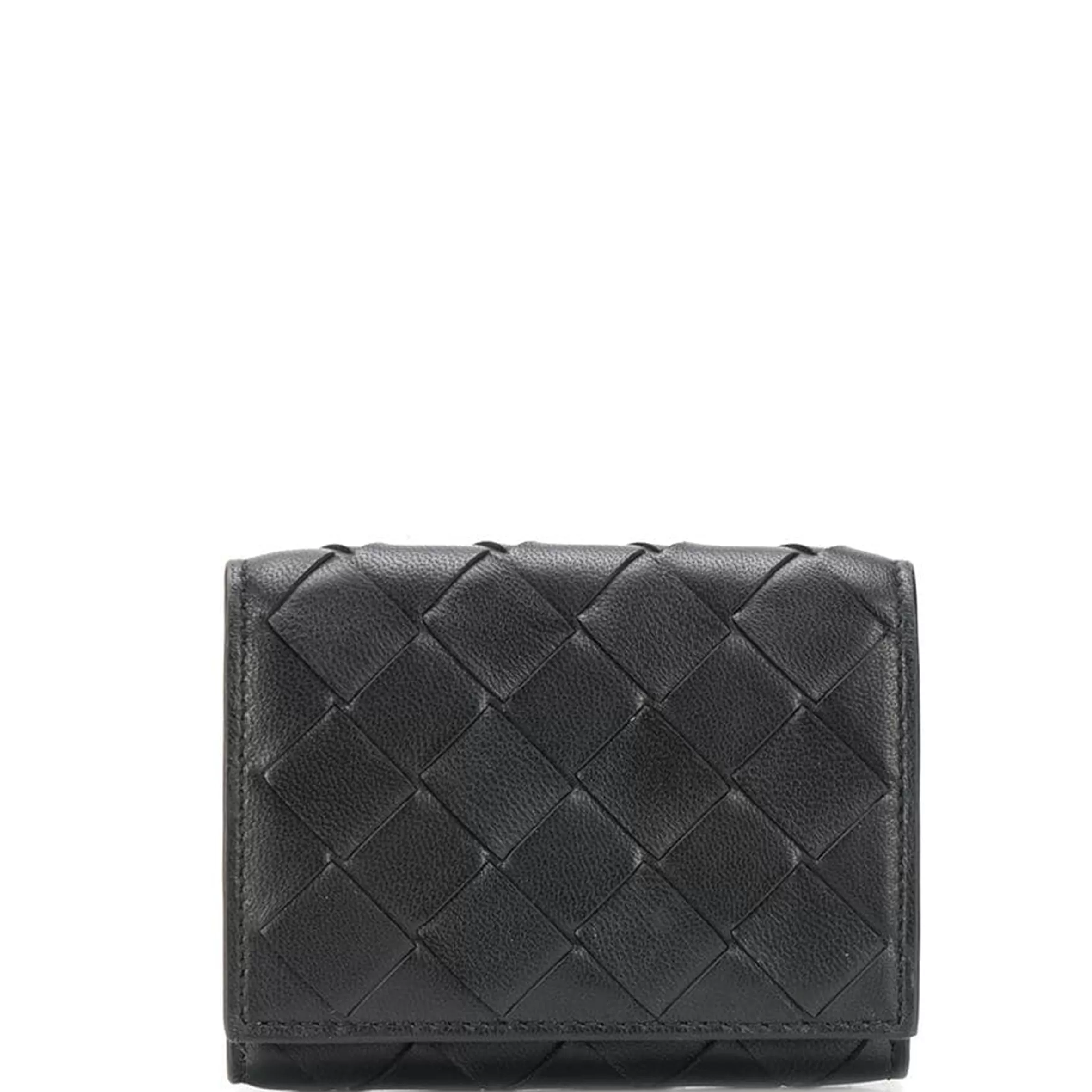 Tri-Fold Wallet Intrecciato, Black