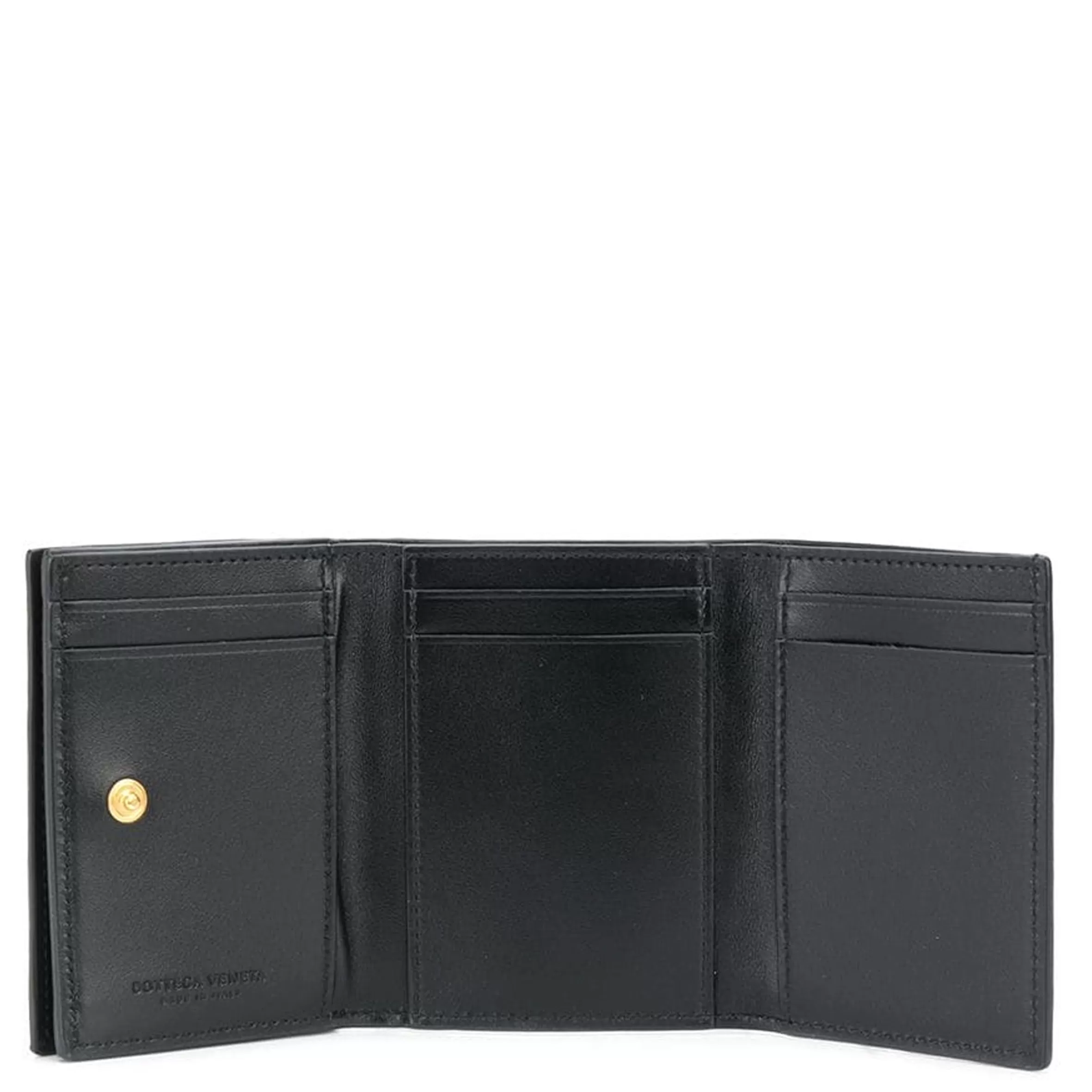 Tri-Fold Wallet Intrecciato, Black