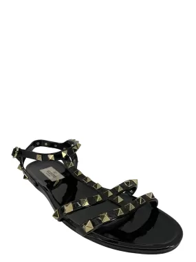 Valentino Black Patent Leather Rockstud Sandals Size 9