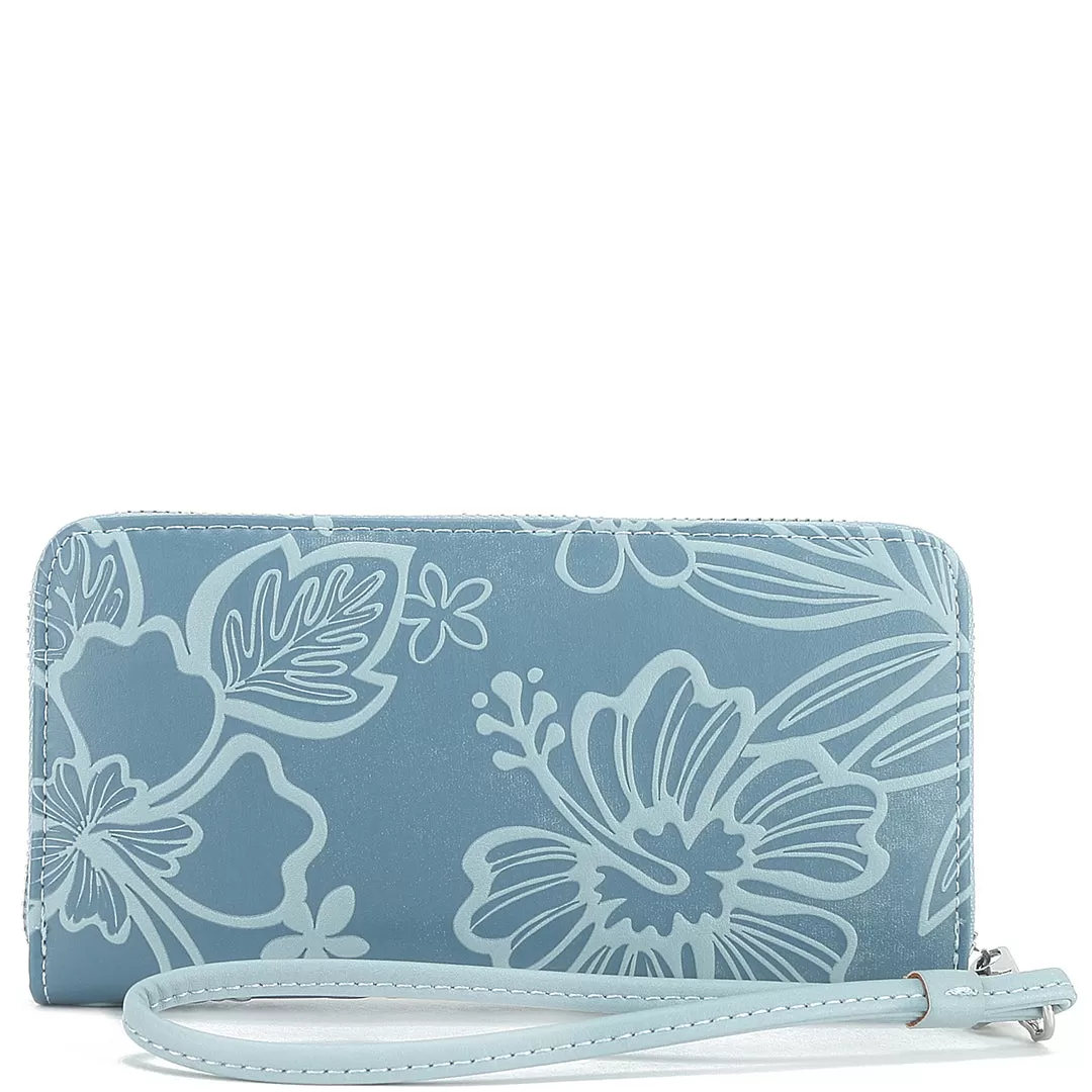 Wallet Kaylee Cherry Blossom Embossed Blue