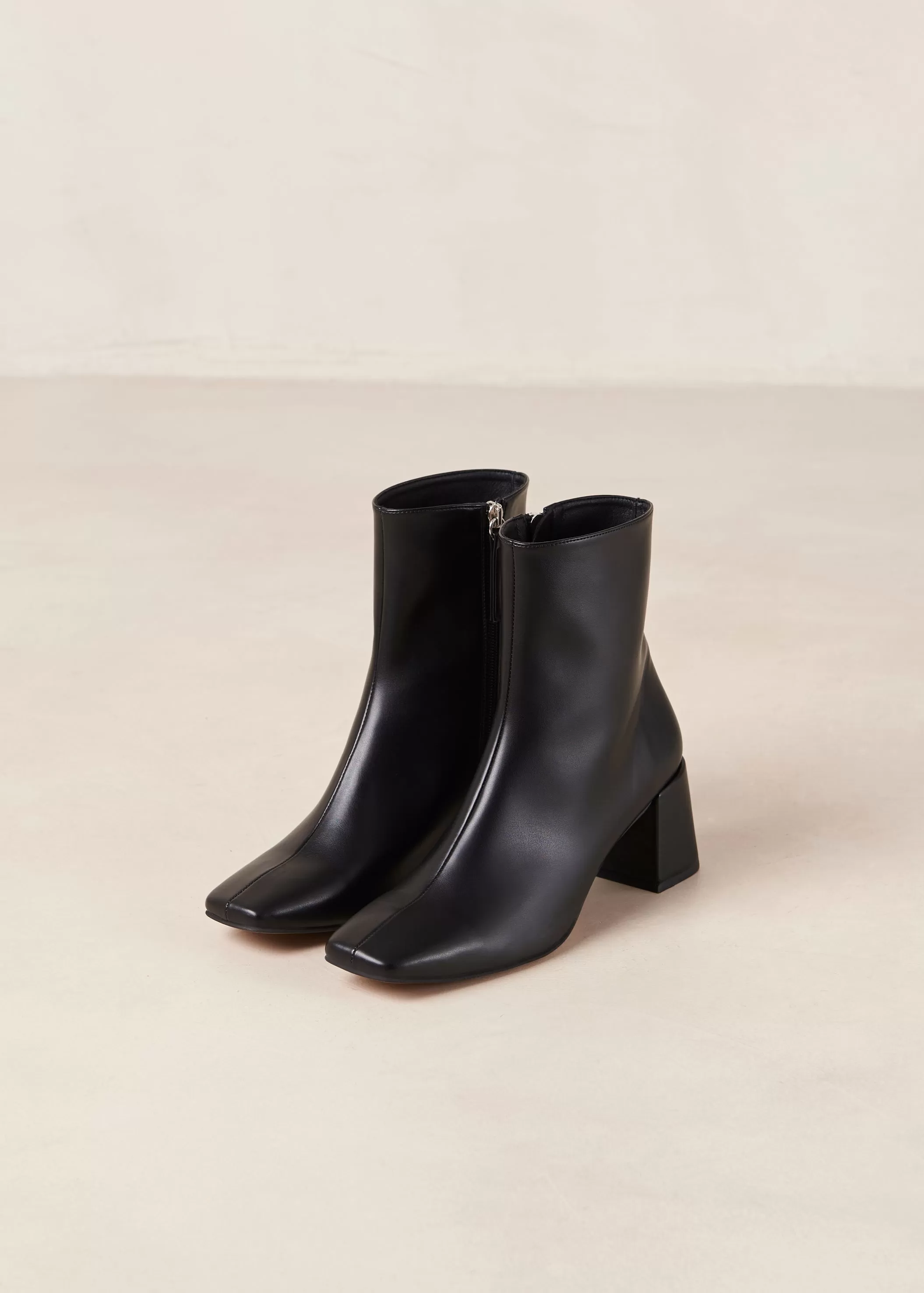 Watercolor Black Vegan Leather Ankle Boots