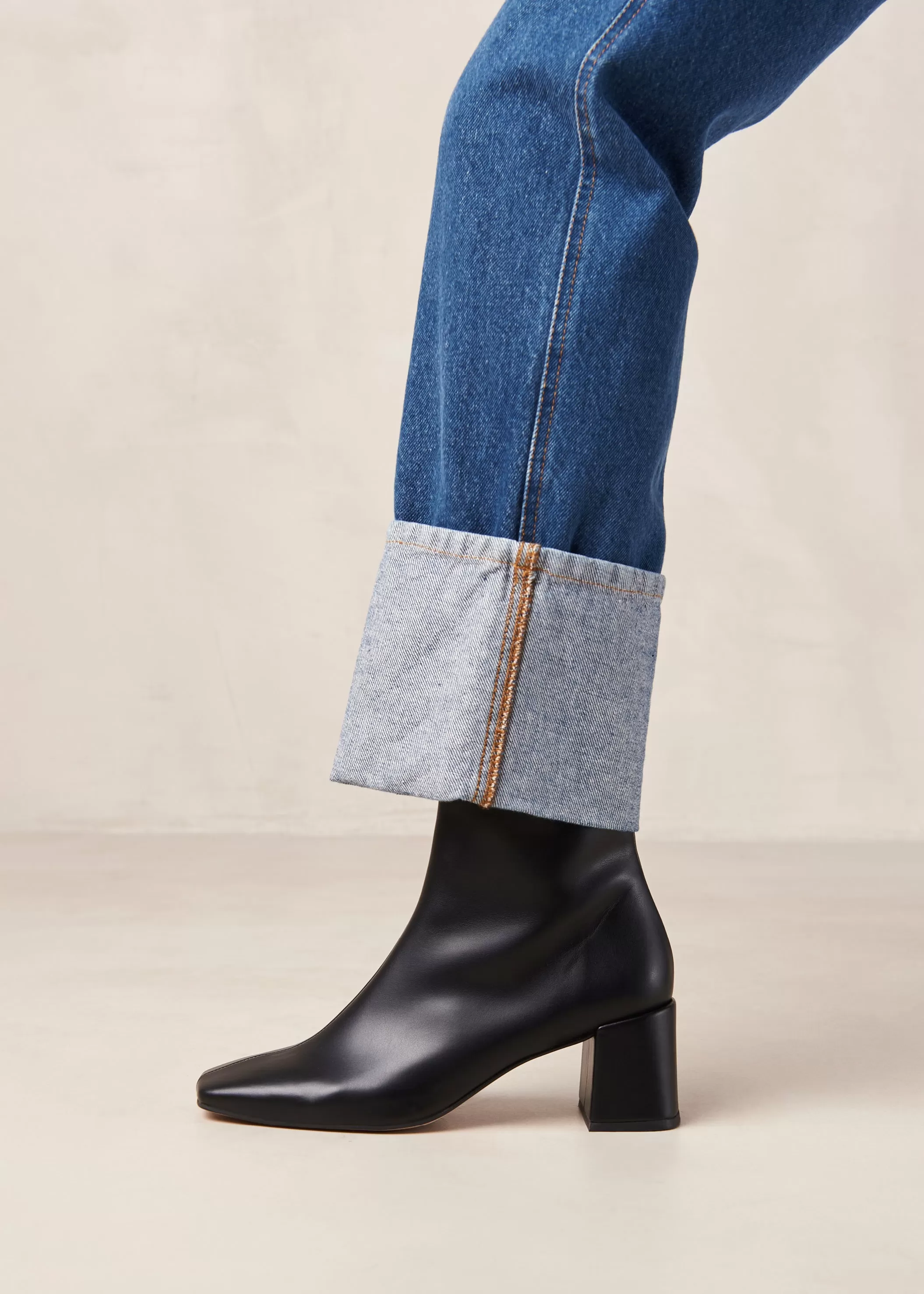 Watercolor Black Vegan Leather Ankle Boots