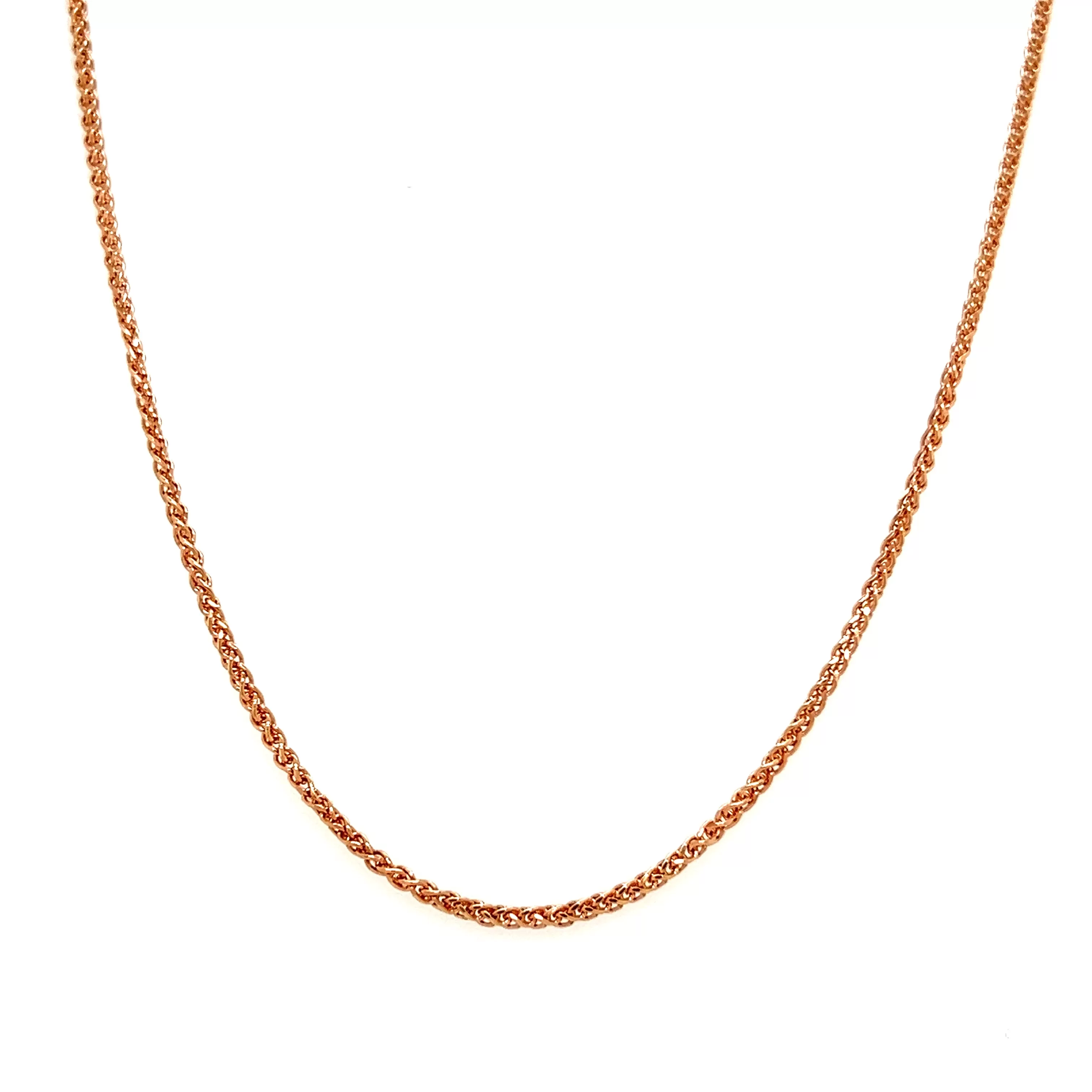 Wheat Chain 1.7mm with 16 Inches of Length in 14K Rose Gold