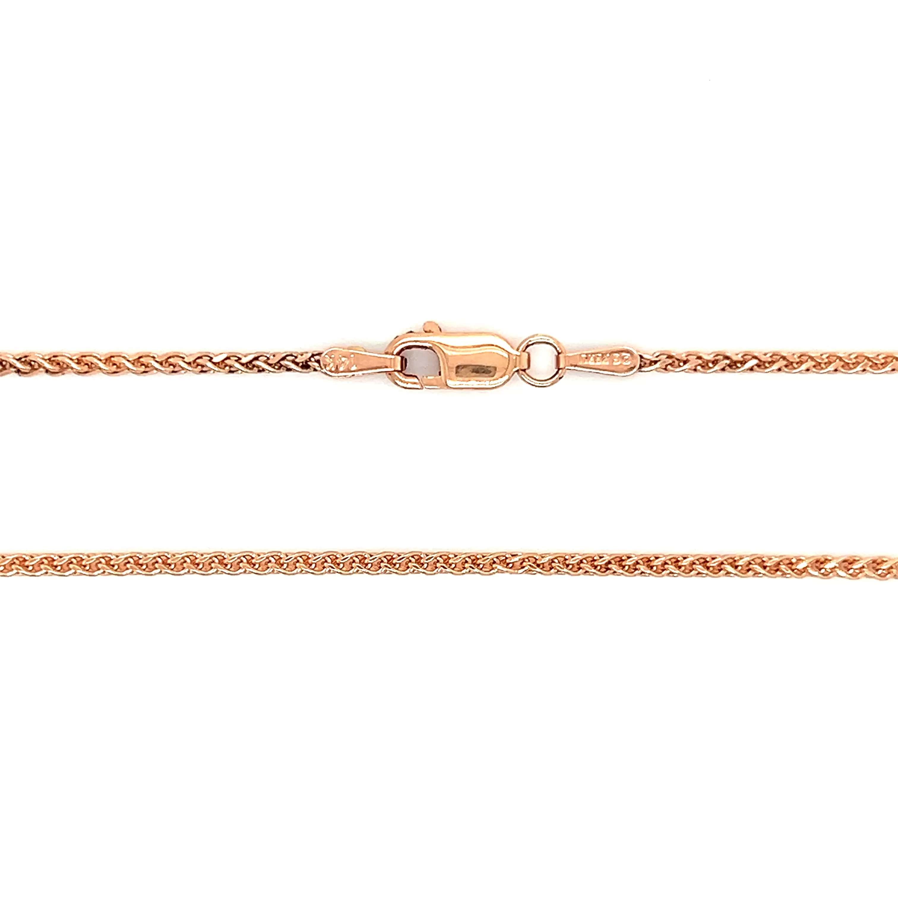 Wheat Chain 1.7mm with 16 Inches of Length in 14K Rose Gold