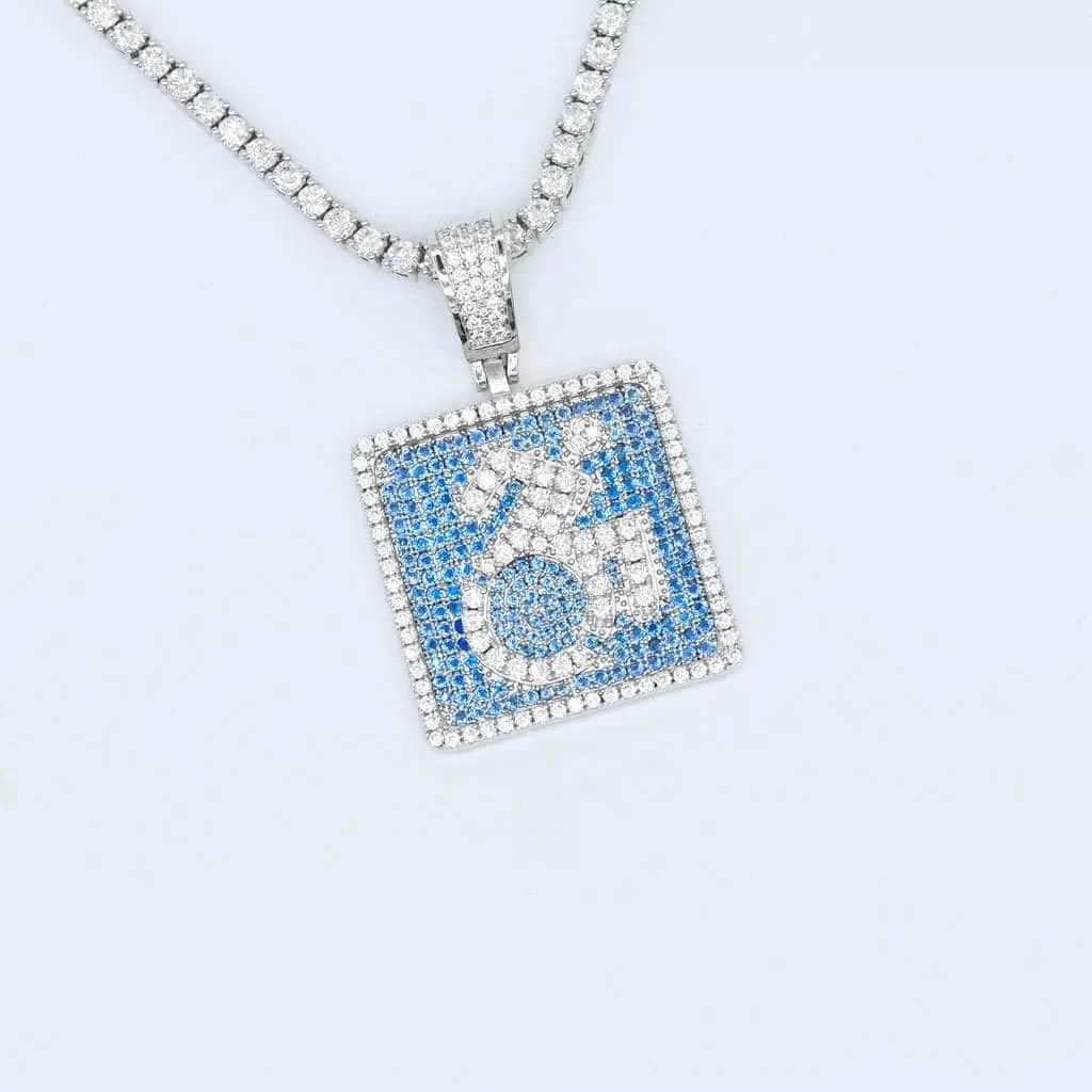 Wheelchair Blue Iced Emoji Pendant