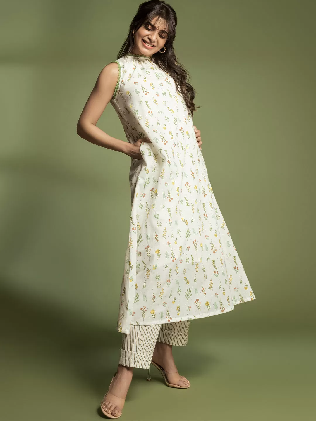 Whimsical Dreams Floral Printed A-line Kurta Set