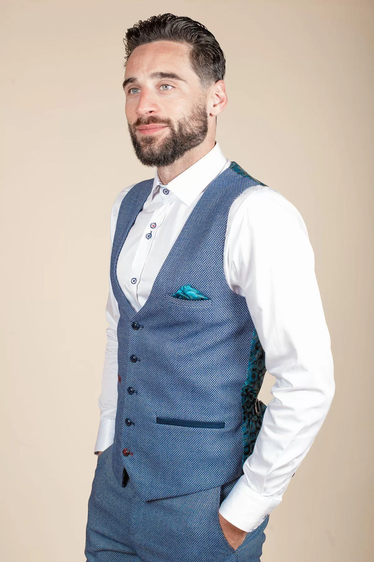 WILSON - Blue Birdseye Waistcoat