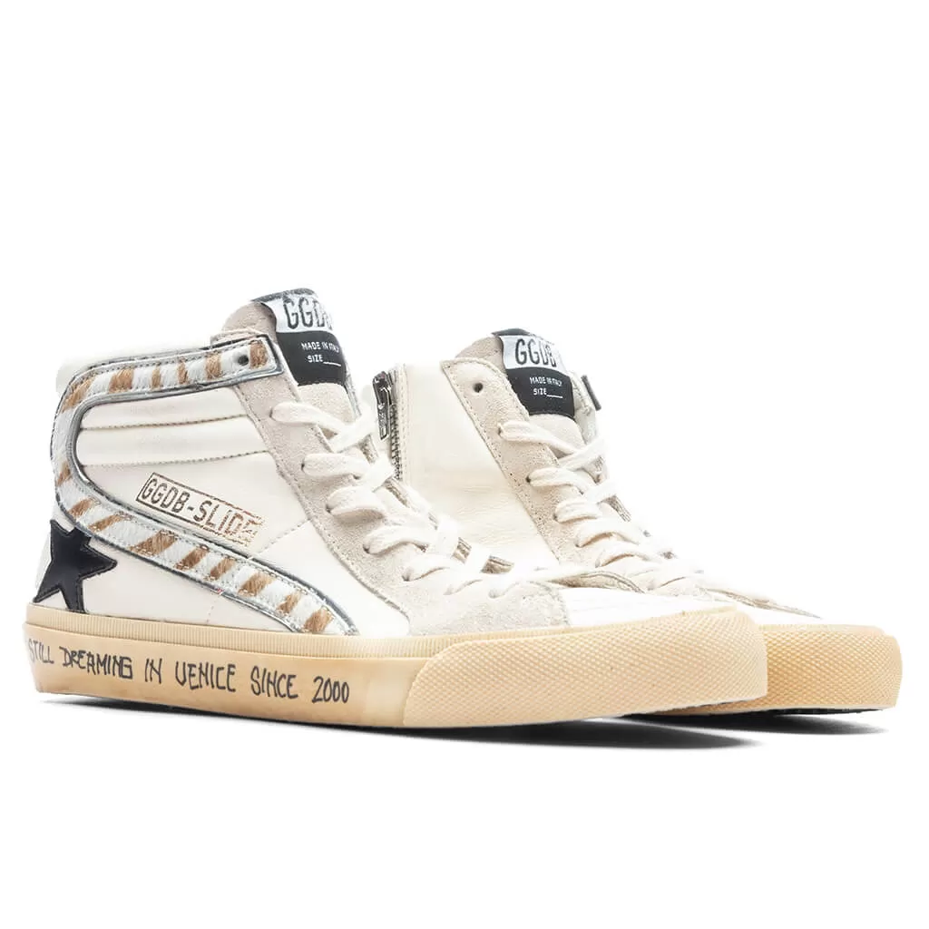 Women's Slide Leather Star - Beige/Black/Silver