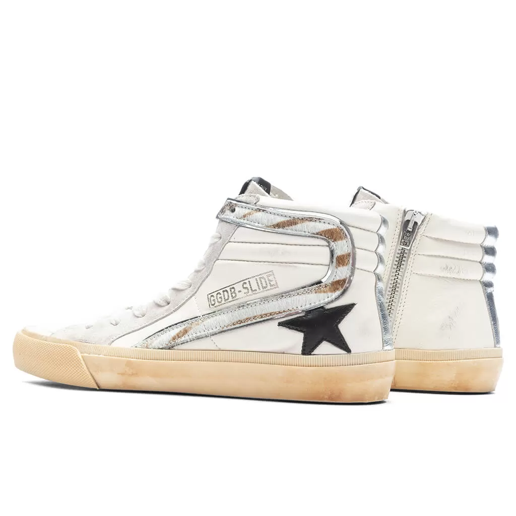 Women's Slide Leather Star - Beige/Black/Silver