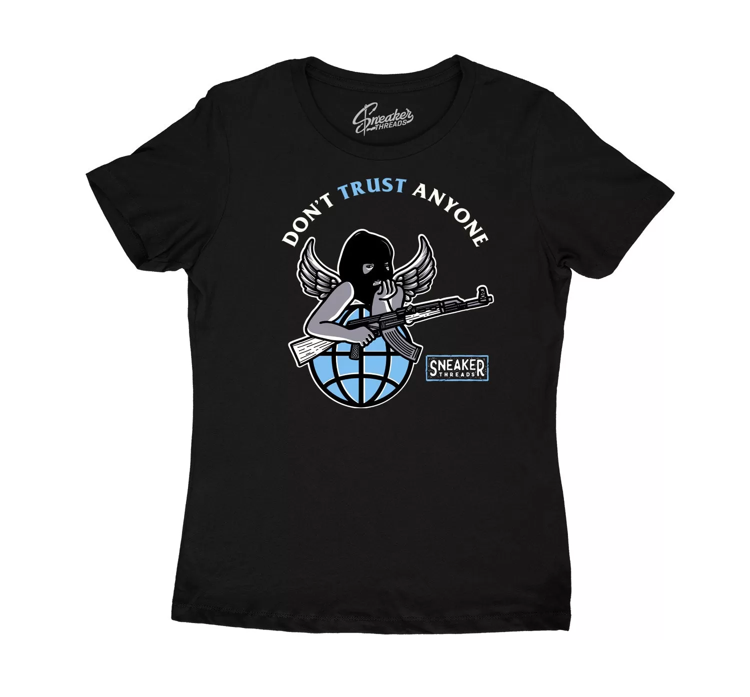 Womens University Blue 9 Shirt - Trust Angel - Black