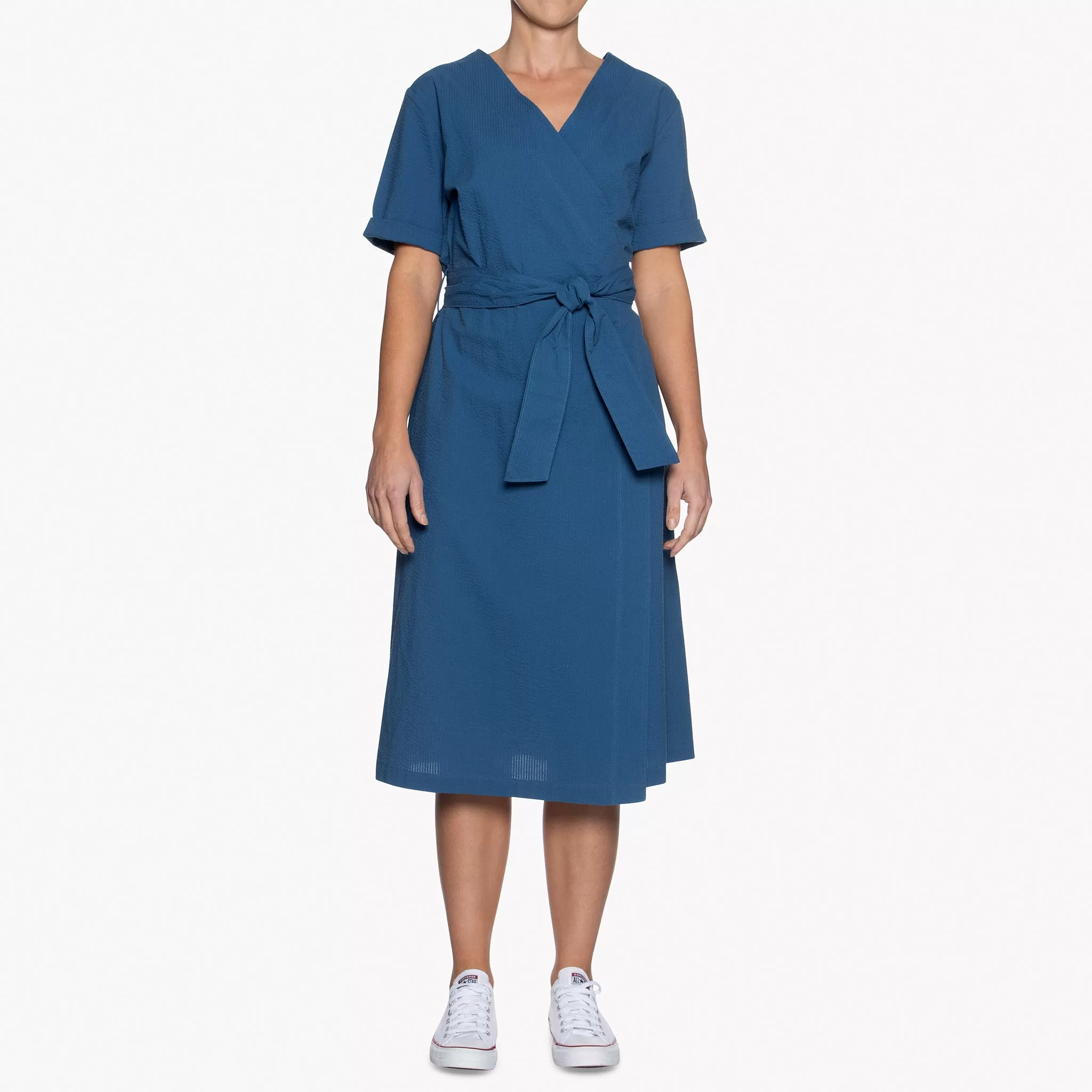 Wrap Dress - Seersucker 40s - Blue